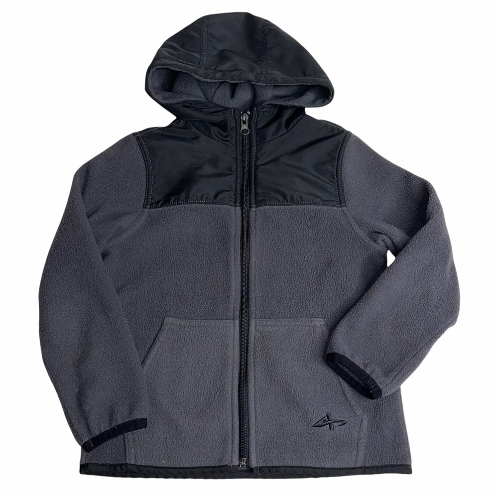 Athletech Fleece‎ Full Zip Hoodie Jacket Boys Gray & Black 
Size: XS 4/5 EUC
